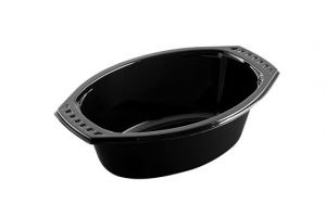 This CPET bowl is ideal for soups, chilis, etc..  CPET bowls can be reheated in the microwave or a conventional oven.